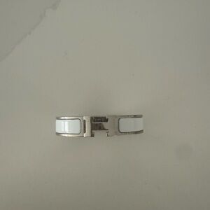 Hermes Silver and White Bracelet